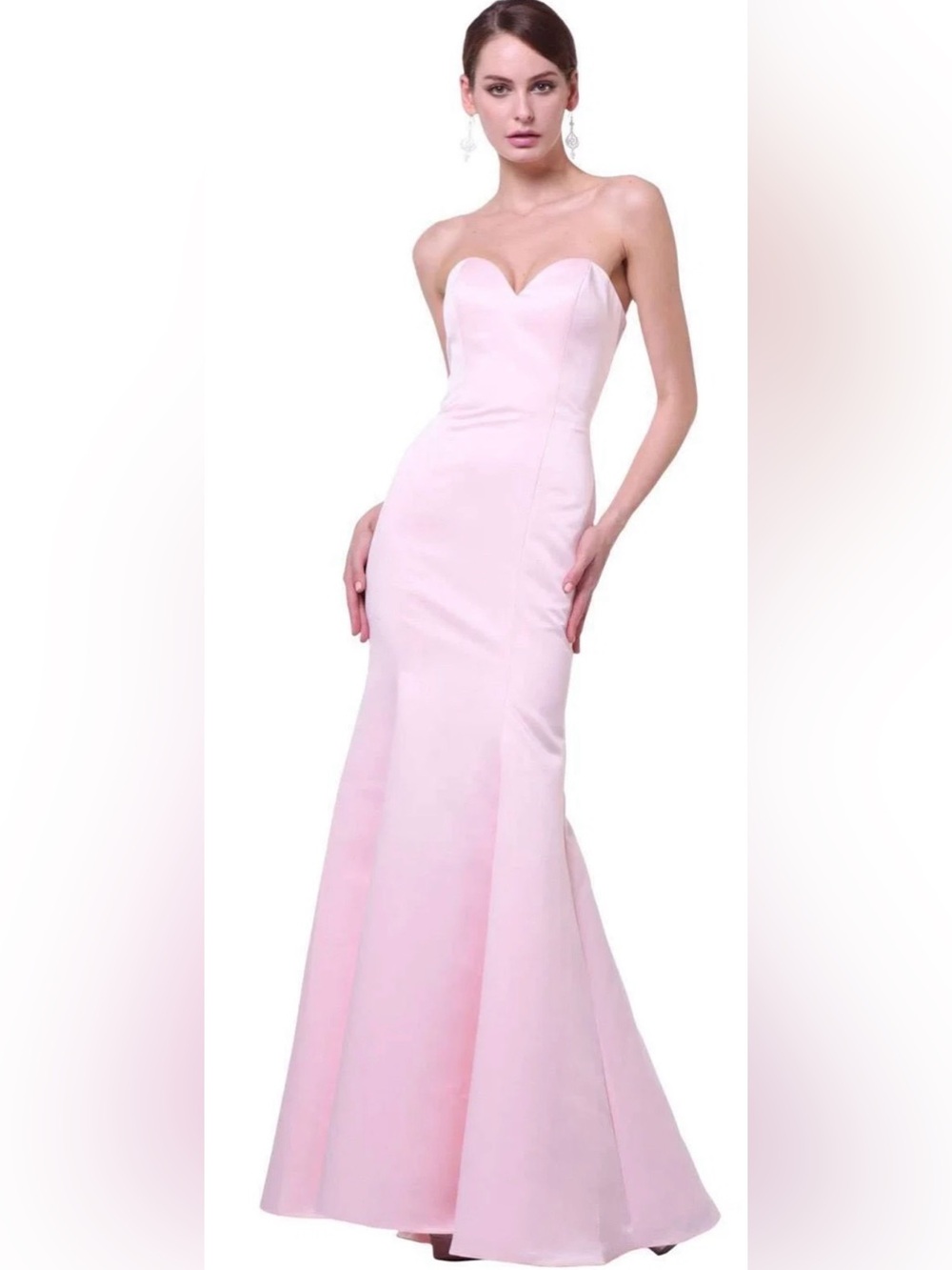 Gorgeous NWT Blush Pink Strapless Satin Mermaid Gown By For You Dress 14